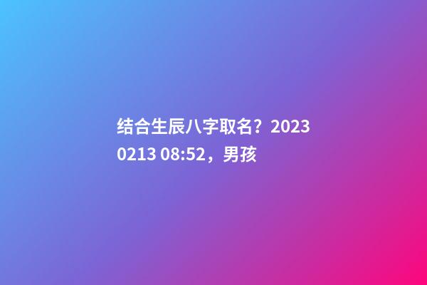 结合生辰八字取名？2023.02.13 08:52，男孩